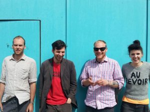 Giant Burger against a blue wall